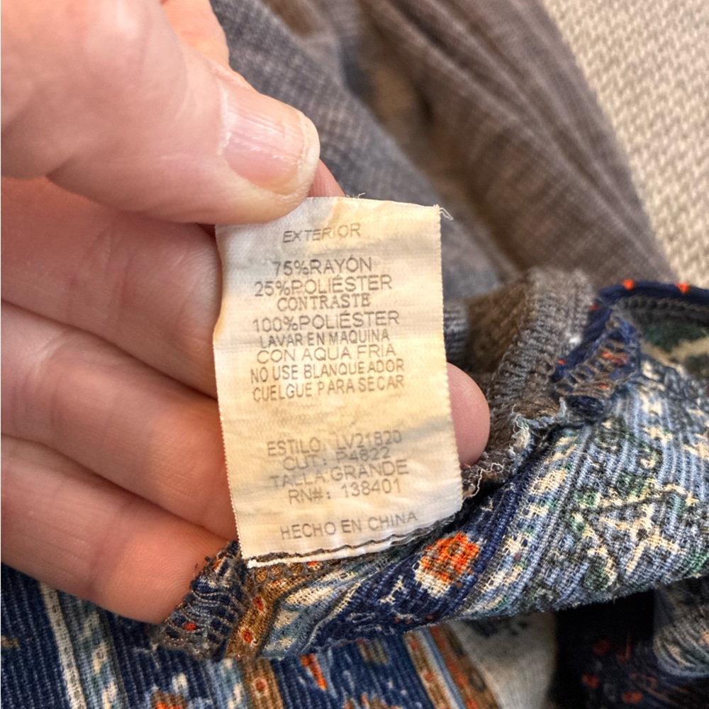 L Love Multicolor Patchwork 3/4 Button Up Tunic - image 9